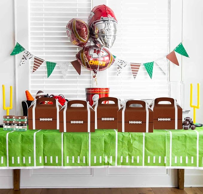 Football Party Favor Set 108 Pcs Rugby Rubber Treat Box Stickers Silicone Bracelet Tattoo Stickers Key Buckle Prefect for Football Theme Party and Birthday Party Supplies Decorations