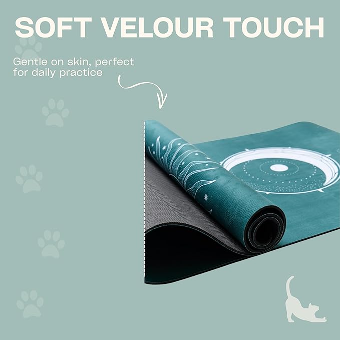 Yoga Mat With Strap 5mm Non Slip Suede & TPE - Eco-Friendly Fitness & Exercise Mat for Home Gym, Pilates, Hot Yoga, and Meditation - Lightweight Durable 72 x 24 inch Workout Mat for Women, Men