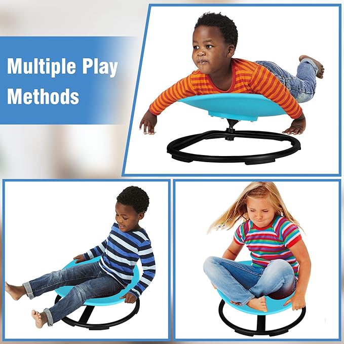 Autism Kids Swivel Chair, Spinning Chair for Kids Sensory, Sensory Toy Chair, Carousel Spin Sensory Chair for Kids, Training Body Coordination (Blue)