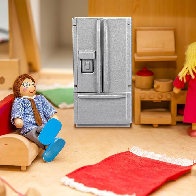 ibasenice Miniature Dollhouse Refrigerator Accessories - Miniature Dollhouse Furniture Refrigerator Toy Realistic Mini Fridge Model Kitchen Accessories Toy Tiny Doll House for Dollhouse Decor