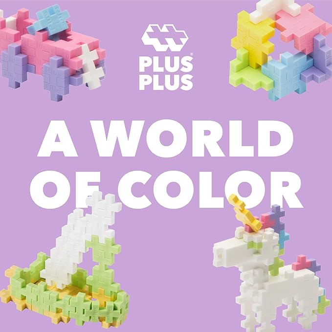 PLUS PLUS - Open Play Set - 300 Piece - Pastel Color Mix, Construction Building Stem Toy, Interlocking Mini Puzzle Blocks for Kids