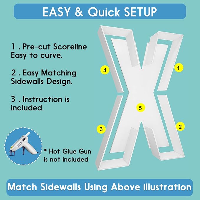 2FT Letter X Mosaic Balloon Frame Letter DIY Fillable Letters Kit for Birthday Party Wedding Backdrop Decor