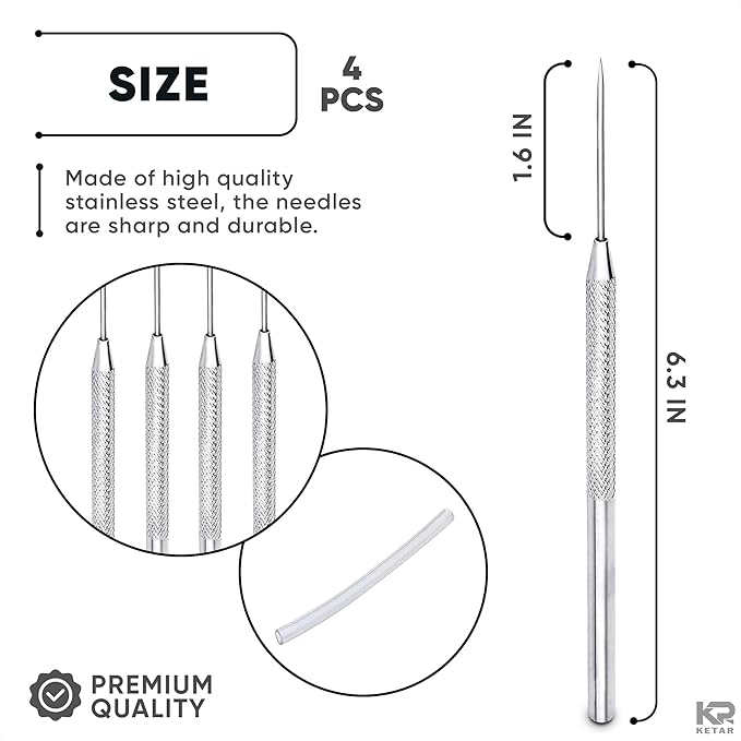 KETAR 4Pcs Modeling Clay Sculpting Tools Stainless Steel Clay Pottery Sculpting Tools Carving Tool Set Modeling Clay Tools Set - Modeling Clay Artist Needle Set Pottery Clay Cutter Art Kit