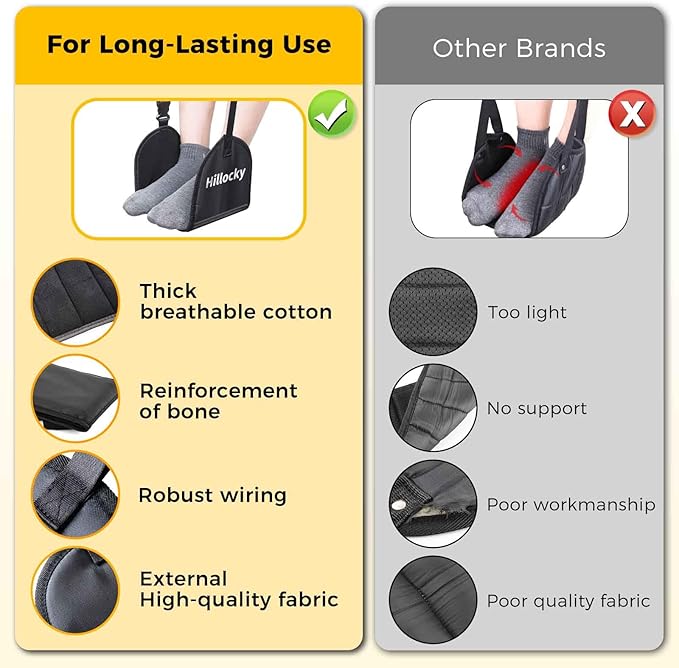 1 Pack - Foot Hammock for Plane Travel, Portable Airplane Foot Hammock with Memory Foam and Hardboard, Airplane Travel Essentials