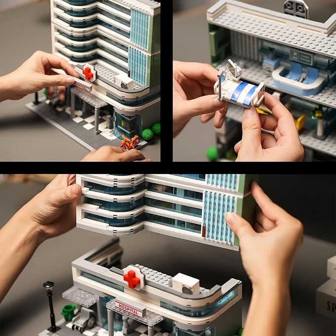 City Hospital Building Set Compatible with Lego for Boys and Girls 8-14 Years,Morden House Building Kit for Adults Christmas Birthday Gifts 1350 pcs