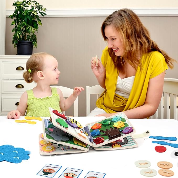 Hora de Lima Animal Busy Book for Toddlers Montessori Toys Quiet Activity Busy Board for Birthday Gift Travel Preschool Educational Sensory Learning Storytelling Games