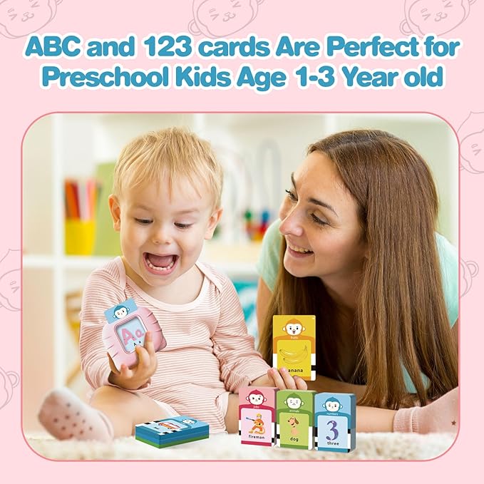 Talking Flash Cards for Toddlers 1 2 3 4 5 6 Years Old, Pocket Speech for Toddlers, Clear Voice & Thick Preschool Flash Cards Kids Gifts, Autism Toys, Speech Therapy Toys(296 Words Pink)