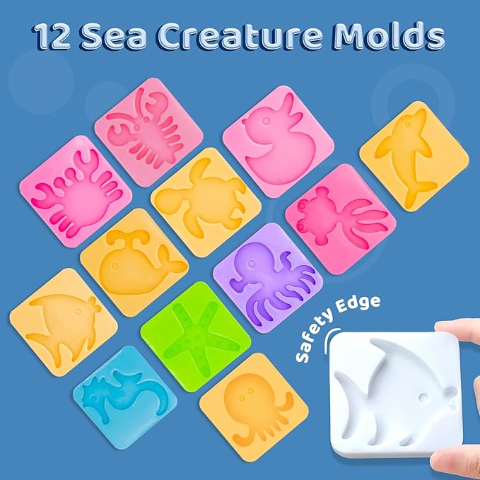 HOWUKE Magic Water Elf Kit, Aqua Fairy Water Gel, 100ml Large Capacity Set with 12 Shape Molds, Kids' Creative DIY Handmade Water Toy, 6 Colors