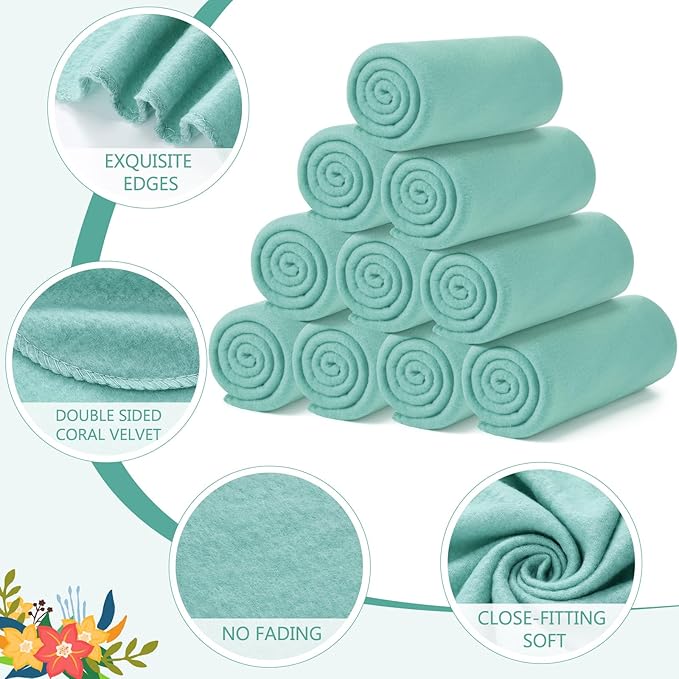 Buryeah 10 Pcs Fleece Blanket Bulk Soft Warm Blankets Cozy Fleece Lightweight Throw Blankets Plush Pet Throw Blanket for Home Bed Sofa Office Wedding Gifts Travel(50" X 60",Gray Blue)