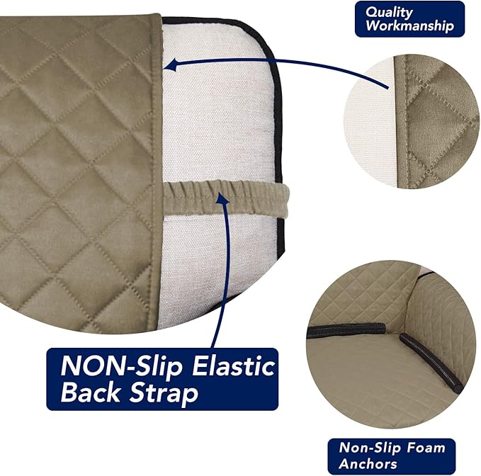 PureFit Reversible Quilted Sofa Cover, Water Resistant Medium Slipcover Furniture Protector, Washable Couch Cover with Non Slip Foam and Elastic Straps for Kids, Dogs, Pets (Loveseat, Beige/Beige)