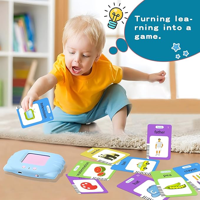Talking Flash Cards for Toddlers, 224 Common Words, Language Therapy, Sensory Interactive Toy for Autism, Educational Learning Gift for Boys and Girls Ages 1-5