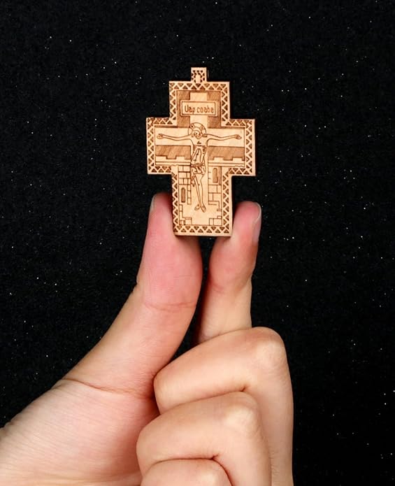 COTTVOTT Wooden Christian Jesus Cross/Orthodox Crucifix Charms Pendants for Rosary Necklace, DIY Jewelry Making Accessories Parts