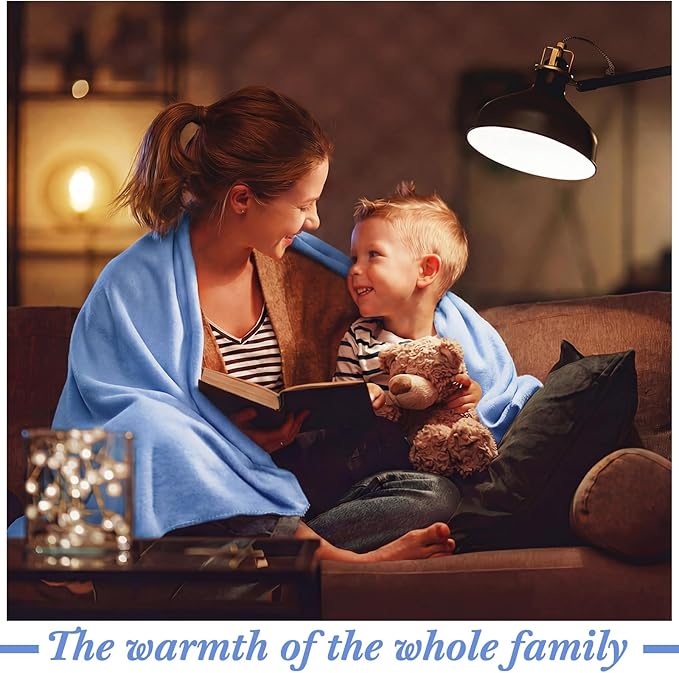 Buryeah 10 Pcs Fleece Blanket Bulk Soft Warm Blankets Cozy Fleece Lightweight Throw Blankets Plush Pet Throw Blanket for Home Bed Sofa Office Wedding Gifts Travel(50" X 60",Hyacinth Blue)