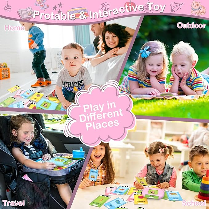 Birthday Gift for 1 2 3 4 5 Years Old Girls Toys, Talking Flash Cards, Educational Toddler Toys, Montessori Sensory Toys, Learning Toys for Ages 2-4, Toys for 2 Year Old Girls Birthday Gifts