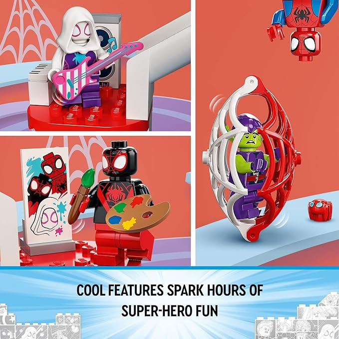 LEGO Marvel Spider-Man Webquarters Hangout 10784 Building Set - Spidey and His Amazing Friends Series, Spider-Man, Miles Morales, and Green Goblin Minifigures, Toys for Boys and Girls Ages 4+