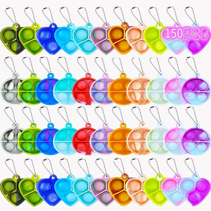 150pcs 1.5in Random Pop Bubble Fidget Sensory Toys, Pop Toy Bulk for Party Favor, Classroom Student Prizes Easter Basket Goodie Bag Stuffers Christmas Valentine Gift for Kid