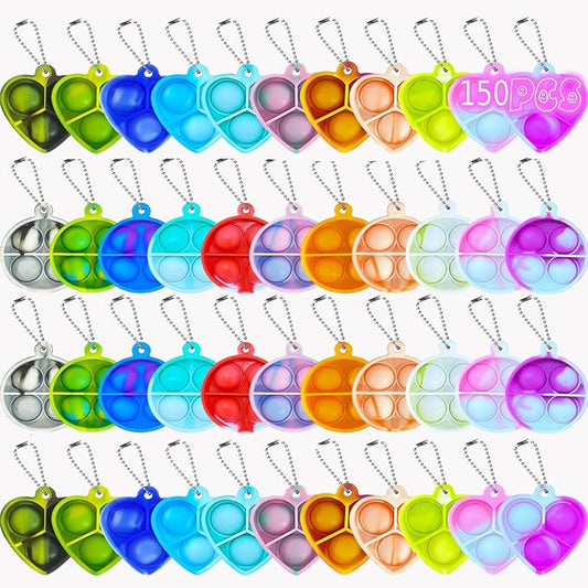 150pcs 1.5in Random Pop Bubble Fidget Sensory Toys, Pop Toy Bulk for Party Favor, Classroom Student Prizes Easter Basket Goodie Bag Stuffers Christmas Valentine Gift for Kid