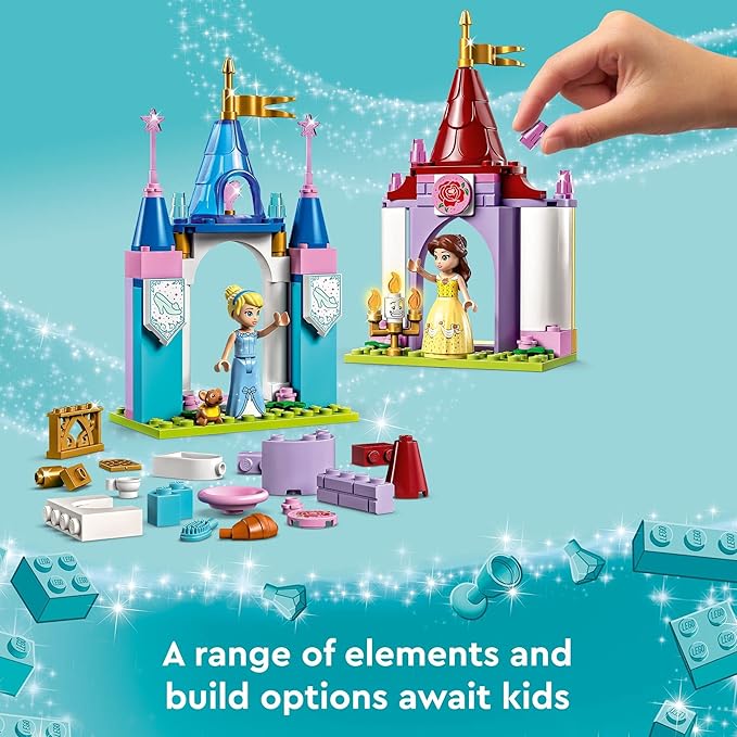 LEGO Disney Princess Creative Castles 43219, Toy Castle Playset with Belle and Cinderella Mini-Dolls and Bricks Sorting Box, Travel Toys for Girls and Boys, Sensory Toy for Kids Ages 6+