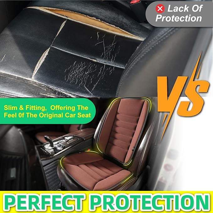 kingphenix Car Seat Cushion with Back Support Pillow: Enhanced Comfort Memory Foam Design for Pain Relief, Ideal for Drivers and Office Use - Ergonomic Lumbar Comfort for Long Sitting - Brown