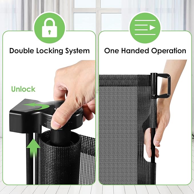 90 Inch Retractable Baby Gates Extra Wide Dog Gates for The House Extra Long Baby Gate for Stairs Child Gates for Wide Openings Large Dog Gate Indoor Outdoor Pet Gates for Dogs, Black