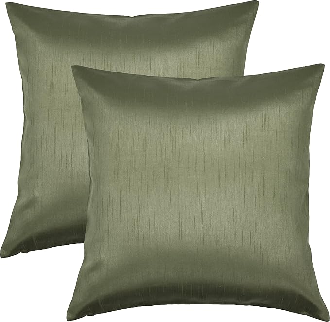 Aiking Home 24x24 Inches Faux Silk Square European Shams, Zipper Closure, Sage (Set of 2)