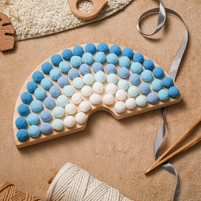 ibwaae Wooden Peg Board Beads Game Color Sorting Toys Counting Matching Game Bead Counting Fine Motor Skill Montessori Toys for Toddlers (Blue Gradient)