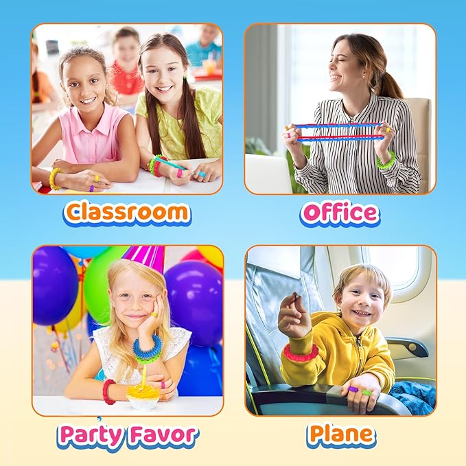 Fidegt Toys Sensory Bracelet for Kids: Spiky Fidget Rings for Autism - Anxiety Fidget Toys for Kids Adults Anxiety Relief Calm Down Toys for Classroom Party Favors