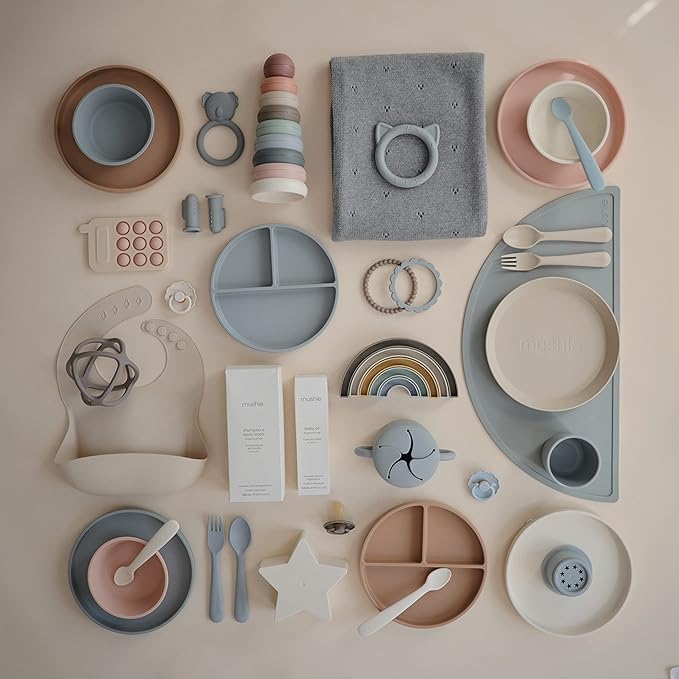 mushie Silicone Suction Bowl | BPA-Free Non-Slip Design (Stone)