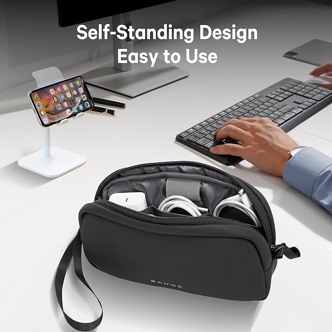 BANGE Travel Organizer Case, Water Resistant Electronics Travel Bag Organizer for Cable, Tech Pouch Accessories Carry Storage for Cord, Phone, Cables, USB Flash Drive, Daily Items