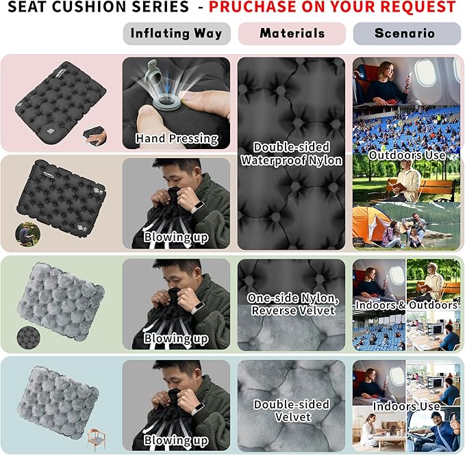 EULANT Lightweight Inflatable Seat Cushion Waterproof Air Cushion,Portable Travel Cushion Suitable for Camping Hiking Climbing Bleacher, Home and Office