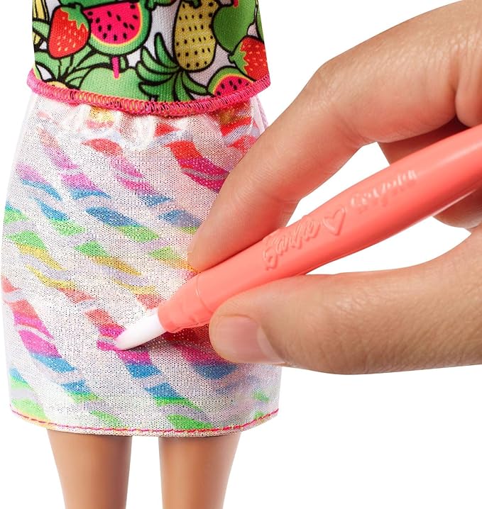 Barbie Crayola Rainbow Fruit Surprise Pineapple-Scented Blonde Doll and Fashions, Creative Art Fashion Toy, Gift for 5 Year Olds and Up