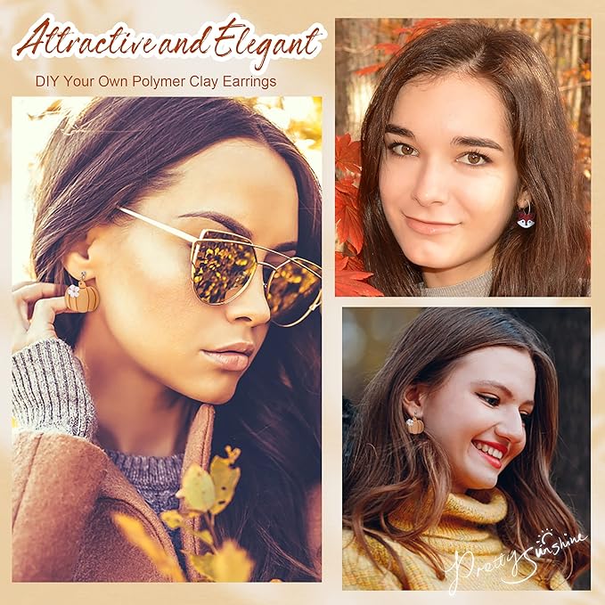 Puocaon Polymer Clay Cutters - 11 Pcs Maple Leaves Clay Cutters for Jewelry Making, Cat Fox Shape Clay Earring Cutters, Polymer Clay Earrings Making, Acorn Pumpkin Autumn Fruit Clay Earrings Studs