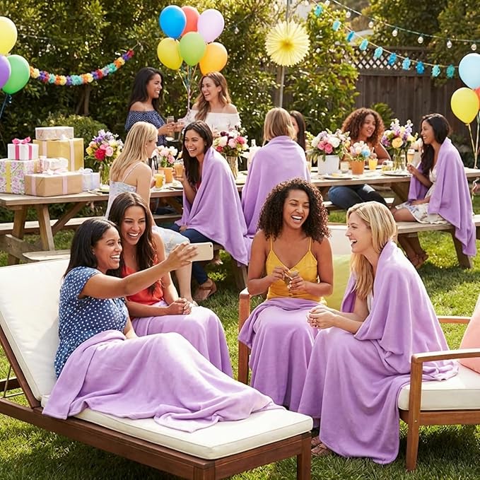 Kinlop Fleece Blanket Bulk 60 x 50 Inch Soft Lightweight Fleece Cozy Blanket Warm Throw Plush Pet Throw for Bed Couch Sofa Home Office Wedding Gifts Travel Camping (Purple,40 Packs)