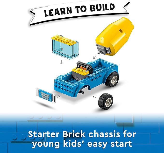 LEGO® City Cement Mixer Truck 60325 Building Kit; Realistic Toy Construction Vehicle for Kids Aged 4+