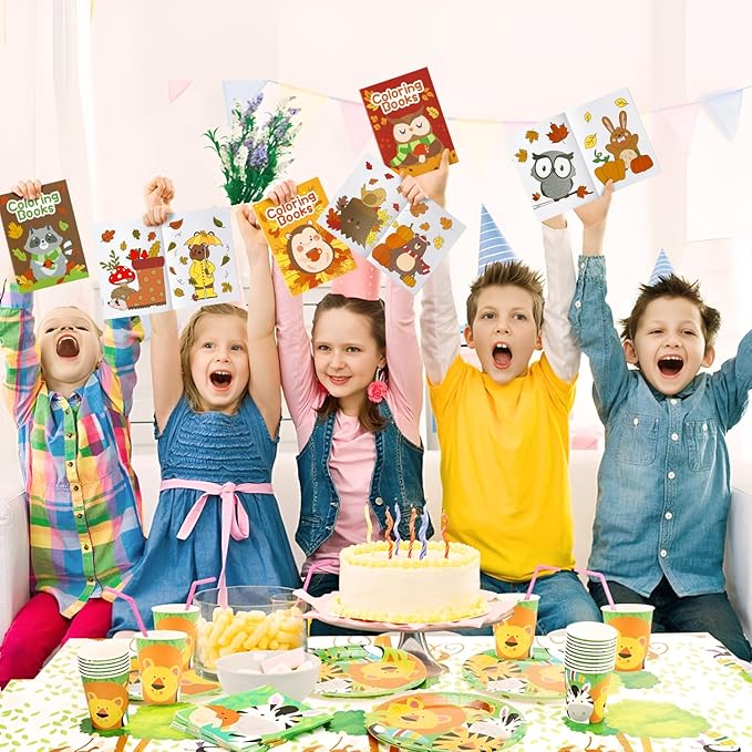 24Pcs Animal Theme Coloring Books for Kids Bulk Fall Mini Coloring Booklet Autumn DIY Art Drawing Book with Squirrel Hedgehog for Toddlers Halloween Thanksgiving Birthday Party Favor Goodie Bag Filler