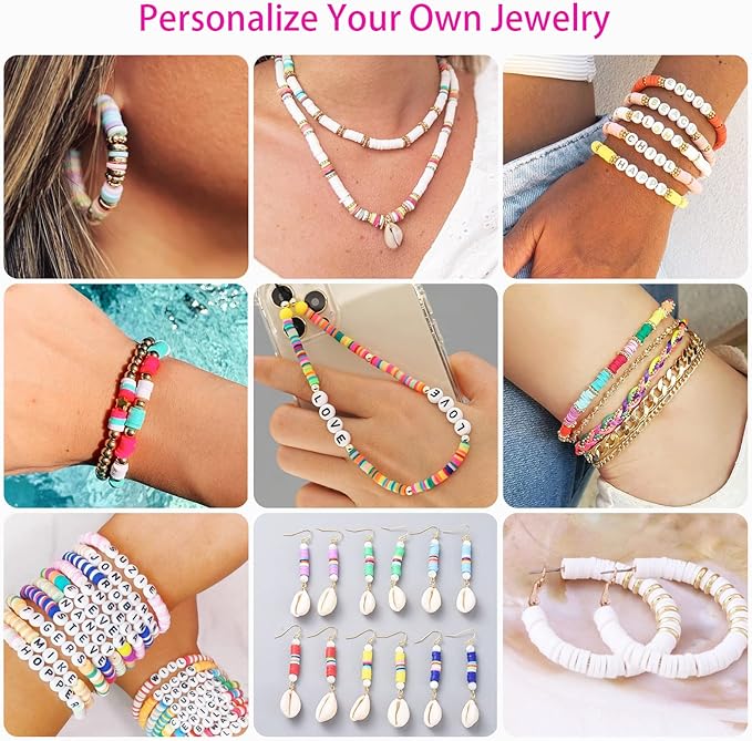 20,000 Pcs Clay Beads Bracelet Making Kit, 120 Colors 6 Boxes Polymer Beads Spacer Heishi Beads & Jewelry Kit with Pendant Charms Elastic Strings, Crafts Gift for Kids Adults