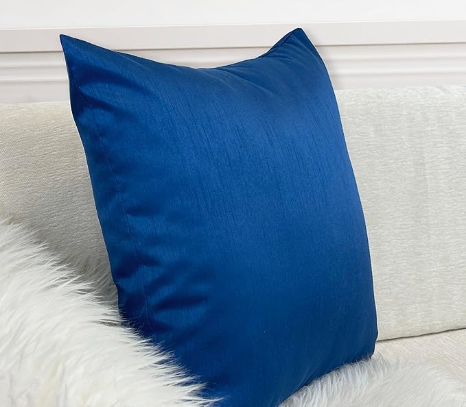 Aiking Home 26x26 Inches Faux Silk Square European Shams, Zipper Closure, Royal (Set of 2)