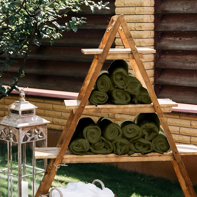 Kinlop Fleece Blanket Bulk 60 x 50 Inch Soft Lightweight Fleece Cozy Blanket Warm Throw Plush Pet Throw for Bed Couch Sofa Home Office Wedding Gifts Travel Camping(Army Green,40 Packs)