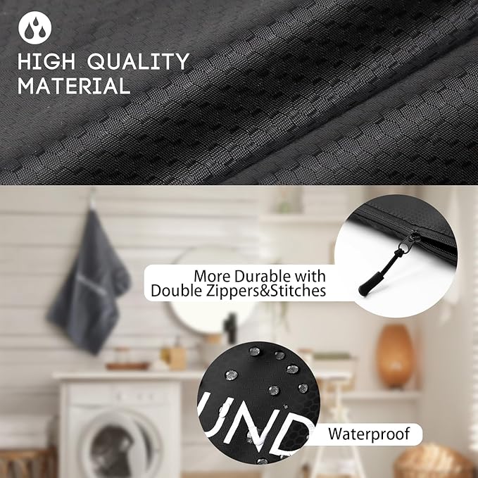 XL Travel Laundry Bag, Washable Dirty Clothes Travel Bag Waterproof Wet Dry Bags Reusable Camp Clothes Organizer for Sports Home College Dorm Laundromat (1 Pcs) Black