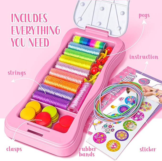 GIRLINK Friendship Bracelet Making Kit Toys - DIY Arts and Crafts Toys - String Bracelets Maker Craft for Ages 6-12 Best Valentine's Day Gift Birthday Gifts Ideas for Girls