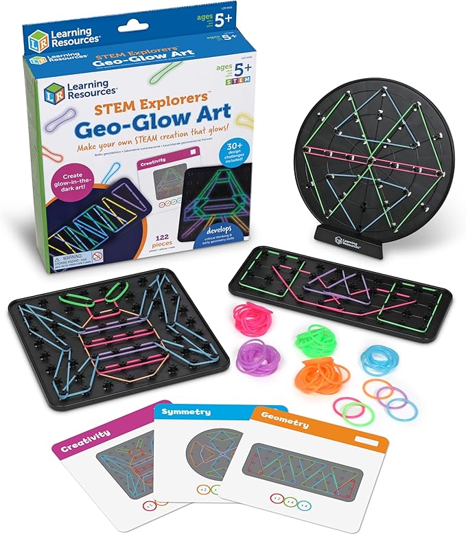 Learning Resources STEM Explorers Geo-Glow Art Kit - STEM Toys for Kids, Glow in The Dark Toys, STEM Classroom Must Haves, Gift for Kids Ages 5+