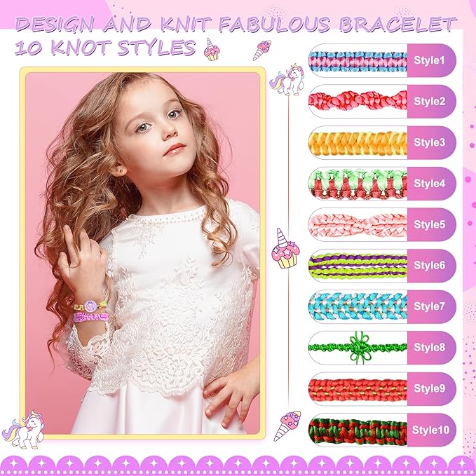 Friendship Bracelet Making Kit,String Bracelets Maker Arts and Craft for Girls,Birthday Gifts Ideas Christmas Stocking Stuffers Gifts for Girls (Purple Unicorn)
