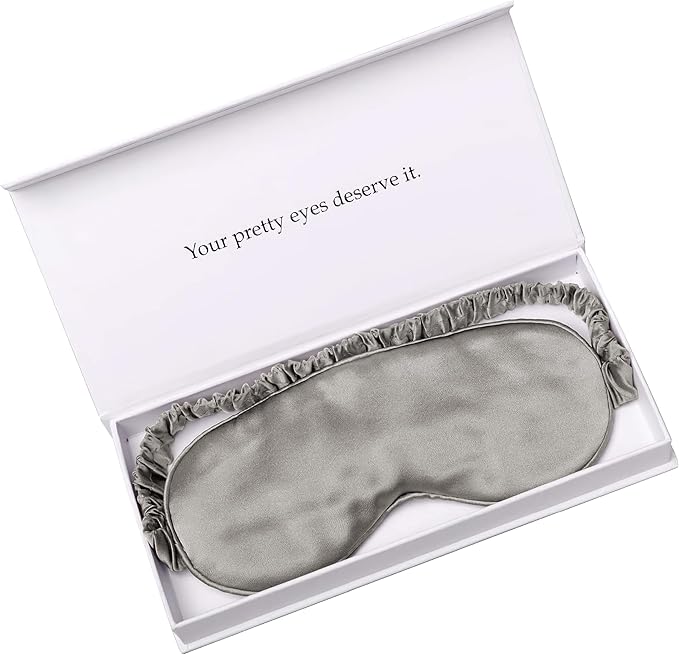 Silk Sleep Mask Light Blocking Luxury 100% Mulberry 19mm Silk Eye Mask Eye Cover Blindfold Ultra Soft Light & Comfy Anti Aging Skin Care with Travel Bag Gift Package