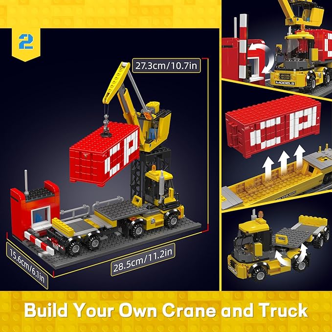 Mould King 12027 Diesel Locomotive Train Building Sets with a Semi-Trailers, Cranes, Remote/App Control Engineering Toy Kit, SD40-2 Scale Model with Tracks for Adults Kids (1170 Pieces)