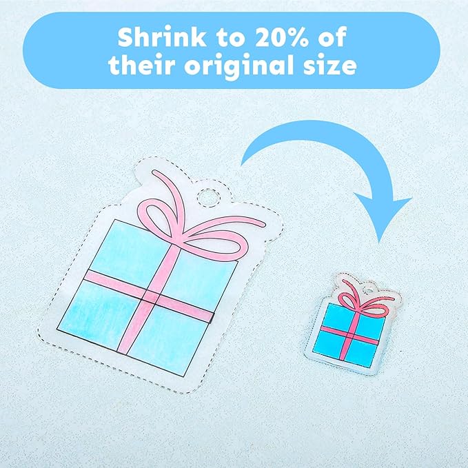 Auihiay 145 Pieces Shrink Plastic Sheet Kit Include 20 PCS Shrinky Paper with 125 PCS Keychains Accessories for Kids Creative Craft