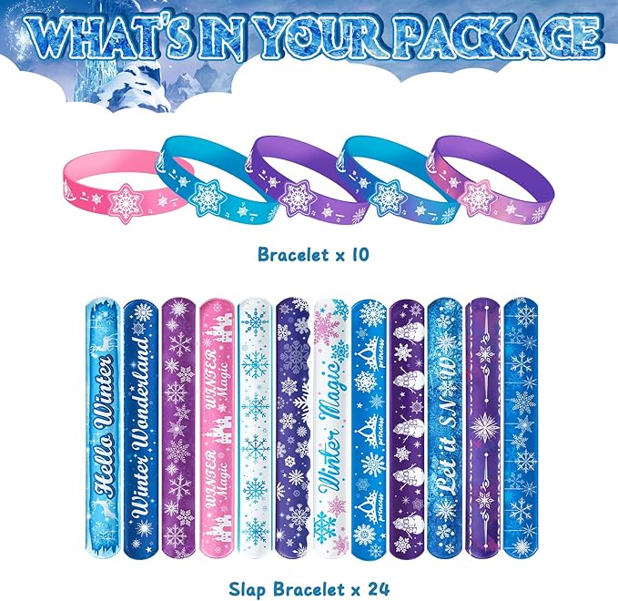 Frozen Party Favors 30 Slap Bracelets Birthday Supplies for Girls Kids, Frozen Theme Birthday Party Decorations