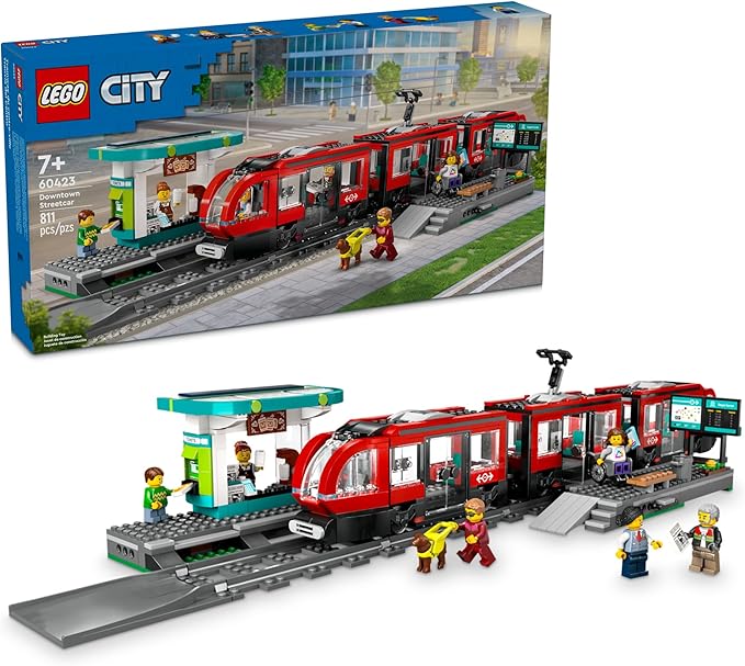 LEGO City Downtown Streetcar and Station Train Set - Kids Toy Train Building Set for Pretend Play & Imagination, Ages 7+ - Gift Ideas for Boys & Girls Birthdays - 60423