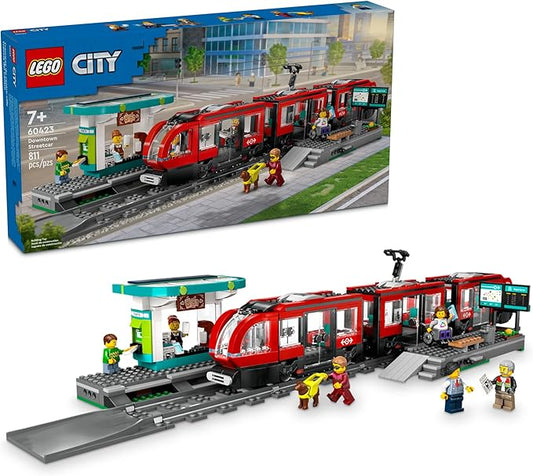 LEGO City Downtown Streetcar and Station Train Set - Kids Toy Train Building Set for Pretend Play & Imagination, Ages 7+ - Gift Ideas for Boys & Girls Birthdays - 60423