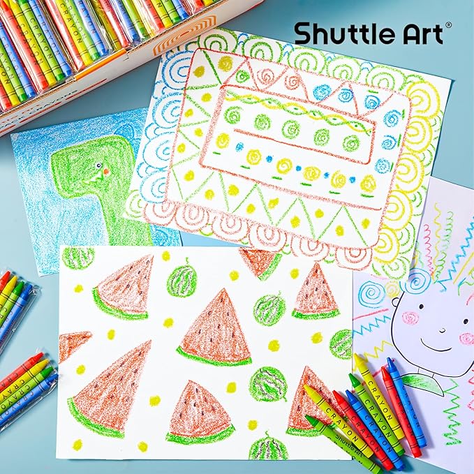 Shuttle Art Crayons Bulk Set - 200 Packs of 4 Assorted Colors (Total 800 Crayons), Non-Toxic Crayons Individual Packs for Party Favors, Restaurants, School Supplies for Teachers