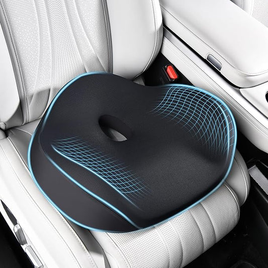 FLORICH Car Seat Cushion for Driving, Memory Foam Seat Cushion for Car Office Chair, Ergonomic Office Seat Chair Cushion, Larger Car Seat Cushion for Car Trunk, Wheelchair - Black